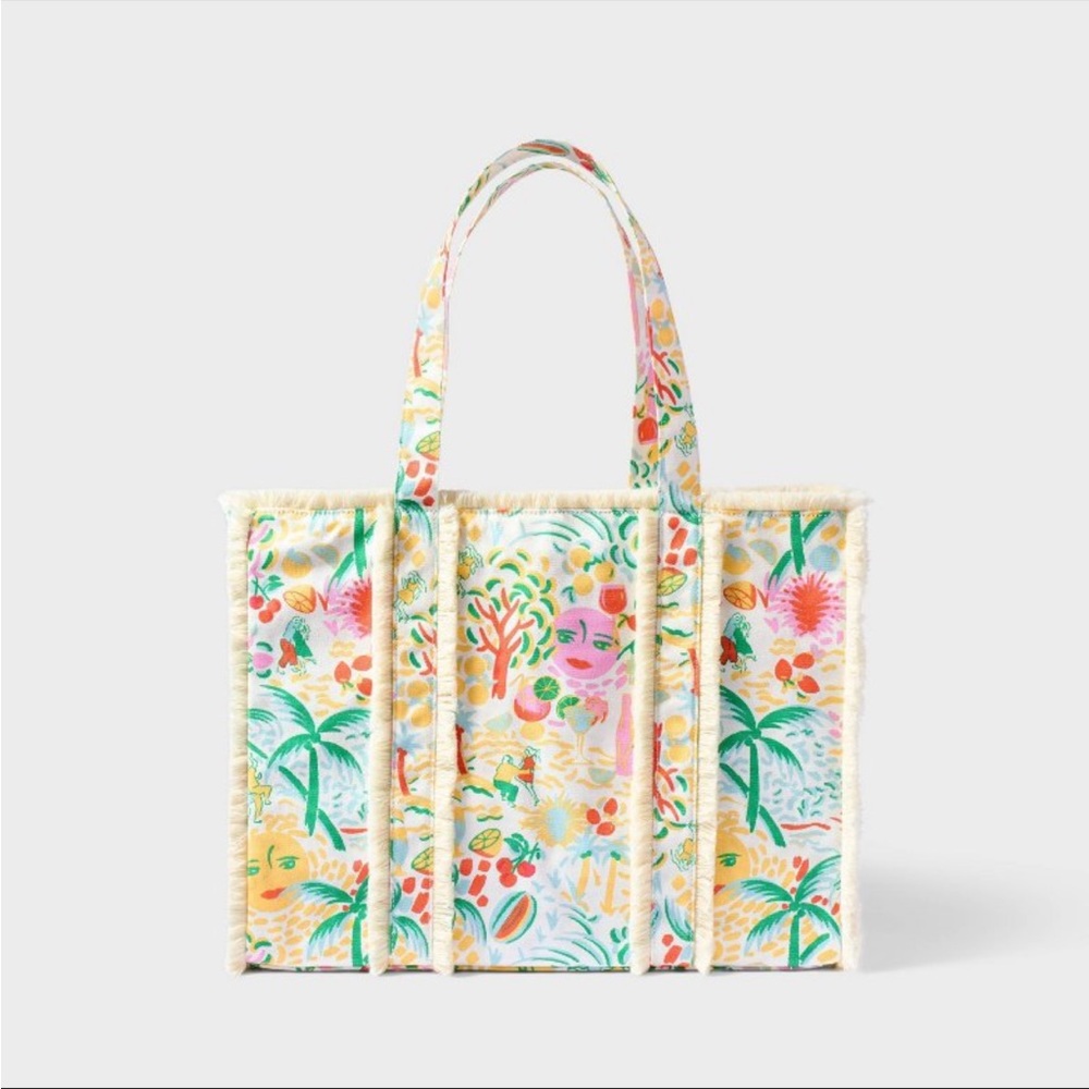 NWT, Roller Rabbit x Target Fringe Canvas Tote Bag
